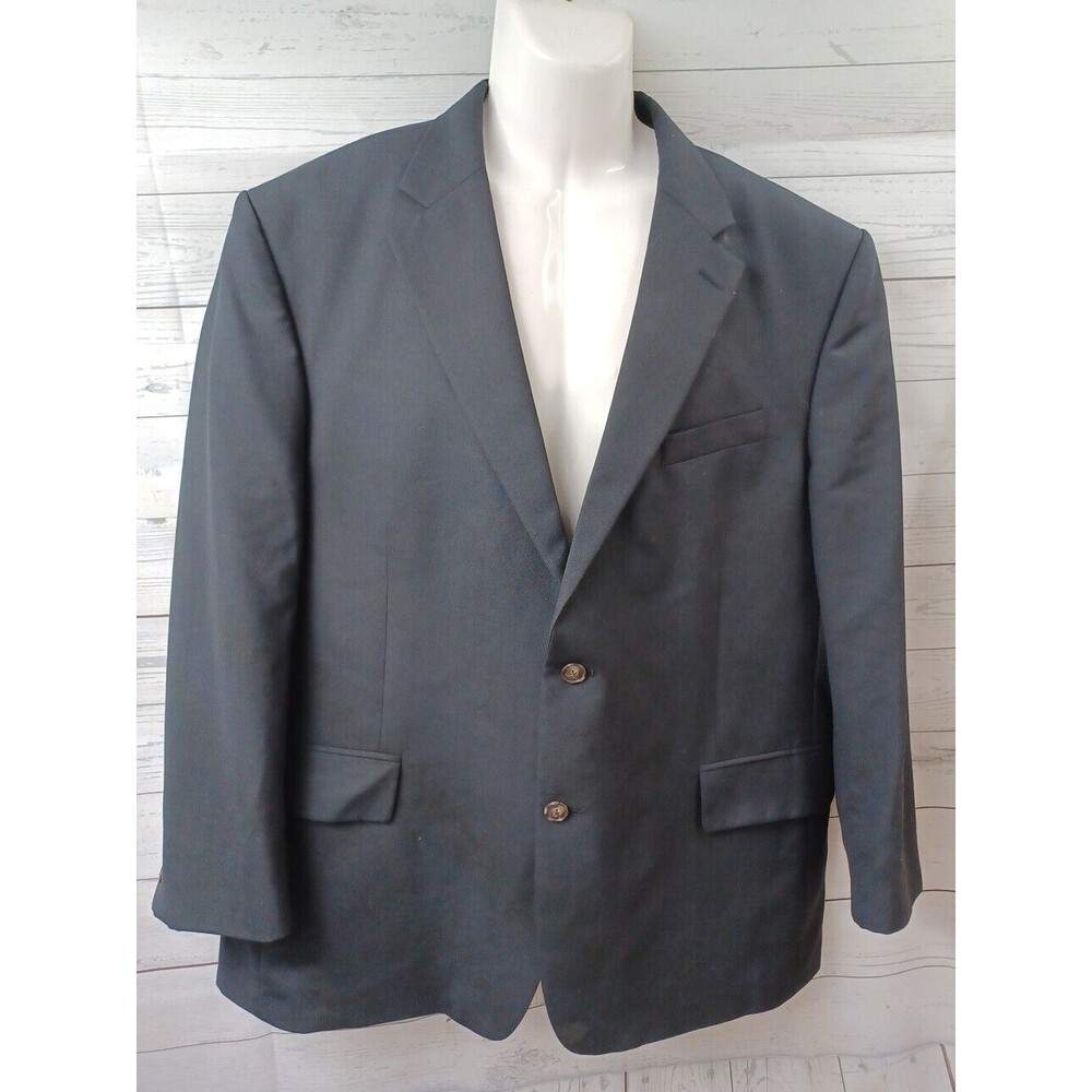 Versini Mens Wool Sport Coat Blazer Jacket Black Two Button 48R